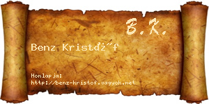Benz Kristóf névjegykártya
